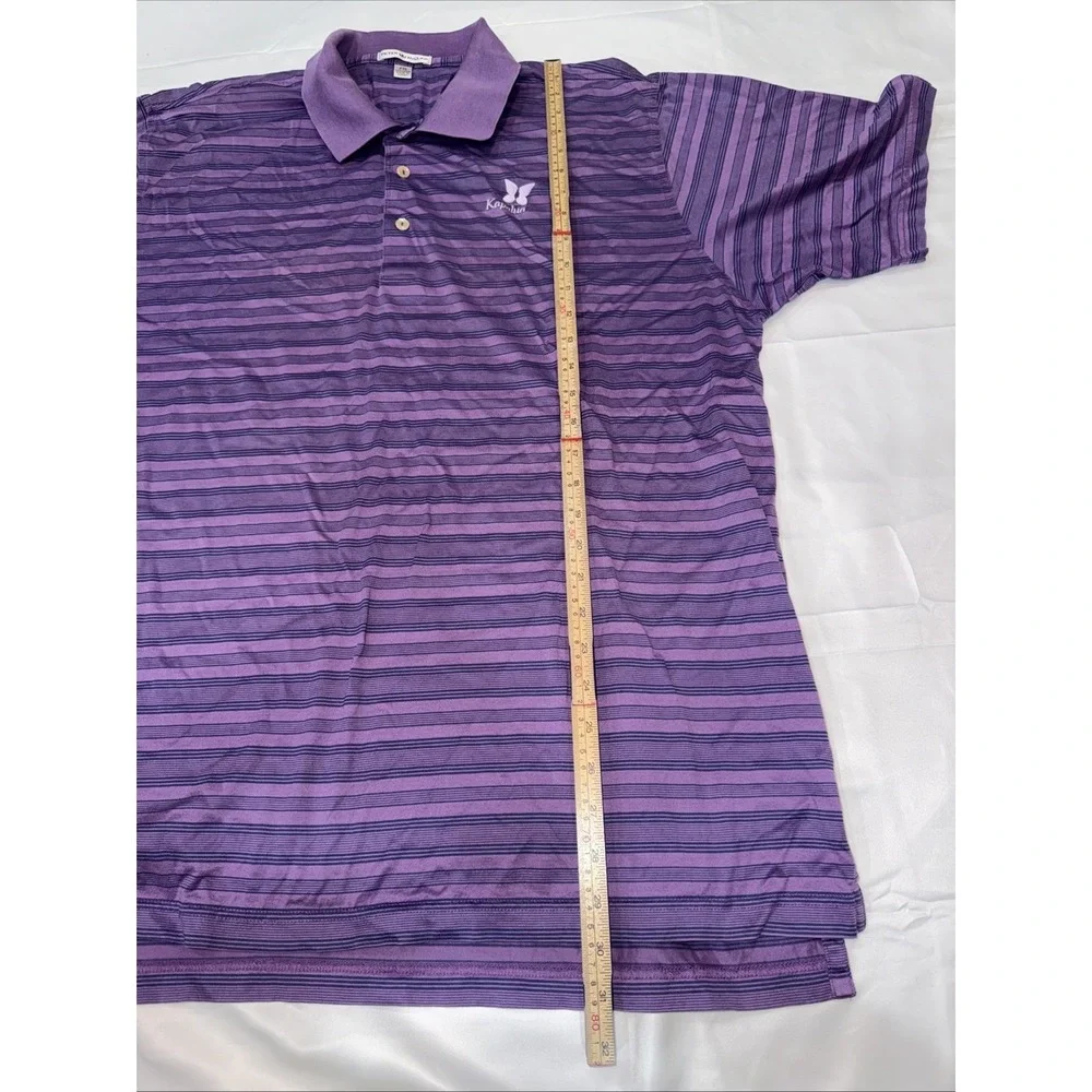 Peter Millar Kapalua Cotton Polo Golf Shirt Sz XXL Purple/Navy Striped